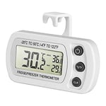 ZEDACA® Mini Electronic Digital LCD Thermometer Waterproof Sensor Gauge Refrigerator Tank Kitchen Dedicated Electronic Temperature Meter with Magnet & Hook-White