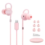 Lightning Headphones Earbuds Earphones with Microphone Controller MFi Certified Noise Isolation Compatible iPhone 13 12 11 Pro Max iPhone X/XS Max/XR iPhone 8/P iPhone 7/P Neoflowcolor Pink
