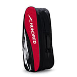 HUNDRED Cosmogear Badminton Kit-Bag (Black/Red) | Double Zipper | Bag with Front Zipper Pocket | Material: Polyester| Padded Back Straps | Easy-Carry Handle