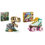 LEGO Jurassic World Dinosaur Fossils: T. rex Skull Toy for 9 Plus Year Old Boys, Girls & Kids & Creator 3in1 Retro Roller Skate to Mini Skateboard Toy to Boom Box Radio