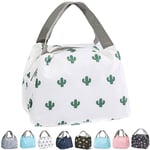 QXuan Insulated Lunch Bags Small for Women Work School Kids Students Packed Lunch Sandwich Food Cold Bag Tote Cool Bag Reusable Foil Fabric Picnic Lunch Box Organizer (Cactus)