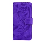 Draamvol Case for iPhone 12 Mini Phone Case Cover 5.4" for Women Men, Embossed Tiger Leather Flip Wallet Magnetic Bumper with Kickstand Card Holder for iPhone 12 Mini,Purple