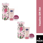 2 PACK Vaseline Its All Rosy Gift Set with Lip Balm Hand Nail Cream & Lip Brush