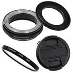 Fotodiox M-Reverse-62-Nikon-Kit RB2A 62MM Macro Reverse Ring Kit with G and DX Type Lens Aperture Control, 52MM Lens Cap and 52MM UV Protector Fits Nikon