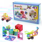 40-pack Magnetiska Byggklossar - Magnetic Tiles - Bygg Magneter multifärg