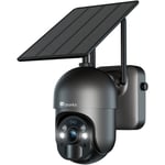Ctronics Caméra Surveillance WiFi Extérieure avec Panneau Solaire Caméra S20 4MP sans Fil sur Batterie Rechargeable Détection Humaine PIR Noir