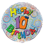 Unique Party - 55503 - Ballon d'Anniversaire - Holographique - Happy 10th Birthday - 45 cm
