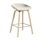 HAY - About a Stool AAS33 Low, Stainless Footrest, WB Lacquered Oak/Cat.6 Coda 2 100 - Barstolar - Hee Welling - Metall/Trä/Plast