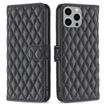 Matt iPhone 14 Pro Max fodral med rombmönster - Svart Svart