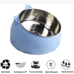 SPLLEADER Dog Cat Pets Water and Food Bowls with Automatic Water Dispenser for Small or Medium Size Dogs Cats,Stainless Steel Pet Bowls,Puppy Water Dispenser Station,Blue