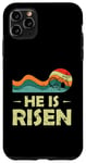 Coque pour iPhone 11 Pro Max T-shirt chrétien « He Is Risen Sun Resurrection Easter »