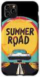 Coque pour iPhone 11 Pro Max Joli chat sur la route d'été pour les amateurs de vacances
