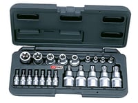 KS Tools 922.4307 Set of 21 Pieces Male/Female 1/4 " – 1/2 Torx E4 – E20 – T8 – T60
