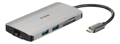 USB-C-hub D-Link DUB-M810, 8-in-1, HDMI/LAN/USB-C PD 100W/3xUSB-A, kortläsare SD/MicroSD
