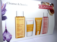 Clarins Cleanse & Soothe Gift Set Cleansing Oil Toning Lotion Scrub Mask BNIB