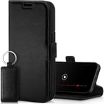 SURAZO Protective Phone Case For Apple iPhone 15 Pro Max Case - Genuine Leather RFID Wallet with Card Holder, Magnetic Closure, Stand - Flip Cover Full Body Casing Screen Protector (Black)