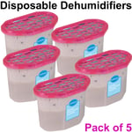 Loops 5x 0.5L Disposable Moisture Absorber Dehumidifier – Damp, Mould Preventer - Ideal for Homes, Rooms, Garage, Storage, Boat, Caravan, Car, Interiors