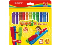 Keyroad felt-tip pens KEYROAD Capfix Markers, 12pcs, triangular, washable, combined, pendant, assorted colors