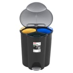 Pedal Sorting Waste Bin 3 Internal Chambers Recycling Lidded Trash Can 40L UK HQ