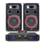 2x MAX 10" Inch Red Party Speakers Disco DJ Amplifier Home Audio System 600W