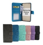 Flower Standcase Wallet Samsung Galaxy S24 5G (SM-S921B/DS) (Svart)