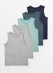 Tu Plain Blue Core Vests 5 Pack 3-4 years Multi Coloured Years male