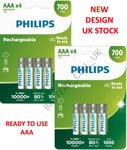 PHILIPS AAA RECHARGEABLE BATTERIES 700mAh NiMH HR03 1.2V Cordless Dect Phones