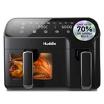 Huddle® 8.5L Premium Dual Basket Air Fryer - 3 Year Cover - Save on your Annual Energy Bill - Dishwasher Safe UK Design with Innovative Match Cooking Technology™ - Faster, Cheaper, Oil Free Cooking