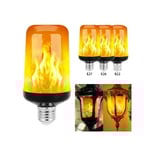 B22 E27 LED-lampor med flam-effekt, 4 lägen, festliga LED-lampor med flam-effekt, simulerade eldslågor, lampa för KTV, festival, trädgård, dekoration E27 4 Mode 9W