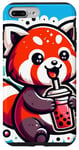 Coque pour iPhone 7 Plus/8 Plus Panda Rouge Boisson Boba Bubble Tea Kawaii Anime Doux K Pop