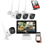 Système de surveillance vidéo nvr WiFi Full hd 4CH 1080p avec moniteur lcd 10,1 pouces, prise en charge de la caméra ip sans fil 5MP, système de