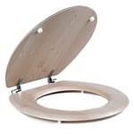 Beldray LA033710WOAK Wooden Toilet Seat - 18 Inch, Stainless Steel Hinge, Easy Clean, Standard Size Toilet Seat, Fittings Included, No Tools Needed, Simple Fixing, 37 x 43cm, D-Shaped Oval Toilet Seat