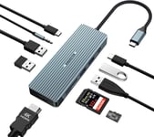 USB C HUB Docking Station Double Moniteur, 10 en 1 d'accueil avec HDMI 4K, 2 3.0, 2.0, C, 100W PD, Audio 3.5mm, SD/TF Compatible MacBook Pro/Air, Surface Pro/Go
