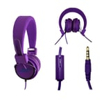 Casque audio stéréo violet Extra-Bass Clear Sound avec fonction micro + télécommande pour Huion H420 by PH26