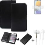 phone Case Wallet Case for Samsung Galaxy M23 + earphones cell phone black