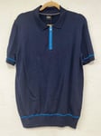HUGO BOSS Knit Polo Shirt Dark Blue Cotton Size Medium HL 485