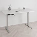 Höj och sänkbart skrivbord, vev, grått stativ, vit bordsskiva 180x80cm