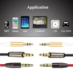 1m 3.5mm Jack To Jack Stereo Auxiliary Aux Audio Lead Cable Pc Car Gold Plated