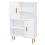 Free Standing Bookcase Shelves Unit Storage Cabinet Two Doors Wooden