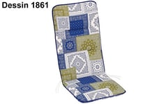 Best Basic-Line 1861 Coussin de Chaise à Dossier Haut en Coton Bleu/Vert 120 x 50 x 6 cm