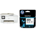 HP ENVY Inspire 7920e All-in-One Wireless Colour Printer with 6 months of Instant Ink Included 3YM60AE 305 Original Ink Cartridge, Tri-Colour, Single Pack