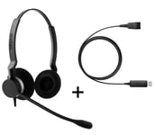 Jabra BiZ 2300 Duo QD Headset with Link 230 USB Adapter Cable for WORK FROM HOME