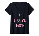 Womens I Love Boyd I Heart Boyd fun Boyd gift V-Neck T-Shirt