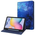 FINTIE Coque pour Samsung Galaxy Tab S6 Lite 10.4 Pouces 2024/2022/2020 - Housse Multipositions Etui avec Poche Frontale et Fonction Sommeil/Réveil Automatique, Ciel Étoilé