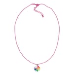 Rosa halsband / kedja med en färgglad blom-berlock