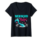Womens Mermaid Magic Mermaids Tail s Beach Birthday Party V-Neck T-Shirt