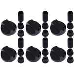 YOURSPARES 6 X For AEG, Ariston, Atag, Beko, Belling and Bosch Universal Cooker/Oven/Grill Control Knob And Adaptors Black