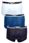 New Mens EA7 Emporio Armani 3 Pack Trunks Boxers Black/Blue Size M