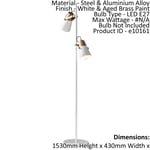 Floor Lamp Light White & Aged Brass Paint 2 x 10W LED E27 Standing