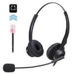 MKTBA Telephone Headset, Corded Telephone Headset, Telephone Headsets with Microphone for Landline Phones, Hands-free Noise Cancelling Corded Comfort Fit Headband Headset for Call Center